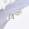 S925 Korean Style Sweet Asymmetric Earrings IOU Love Alphabet Letter Earrings Creative Design Heart-Shaped U-Shaped Earrings