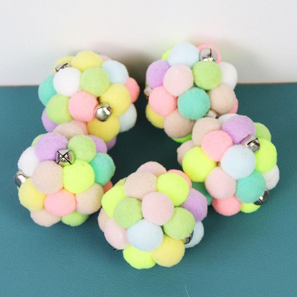 Bite Resistant Cat Catching Plush Ball with Bell Cat Plush Scratching Balls  Self Happy