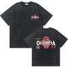 T-shirt Vintage Lavate Olympia Amateur Corea Stampa Double Face Uomo Fitness Palestra Copri Muscoli T-shirt Moda Maschile T-shirt Oversize