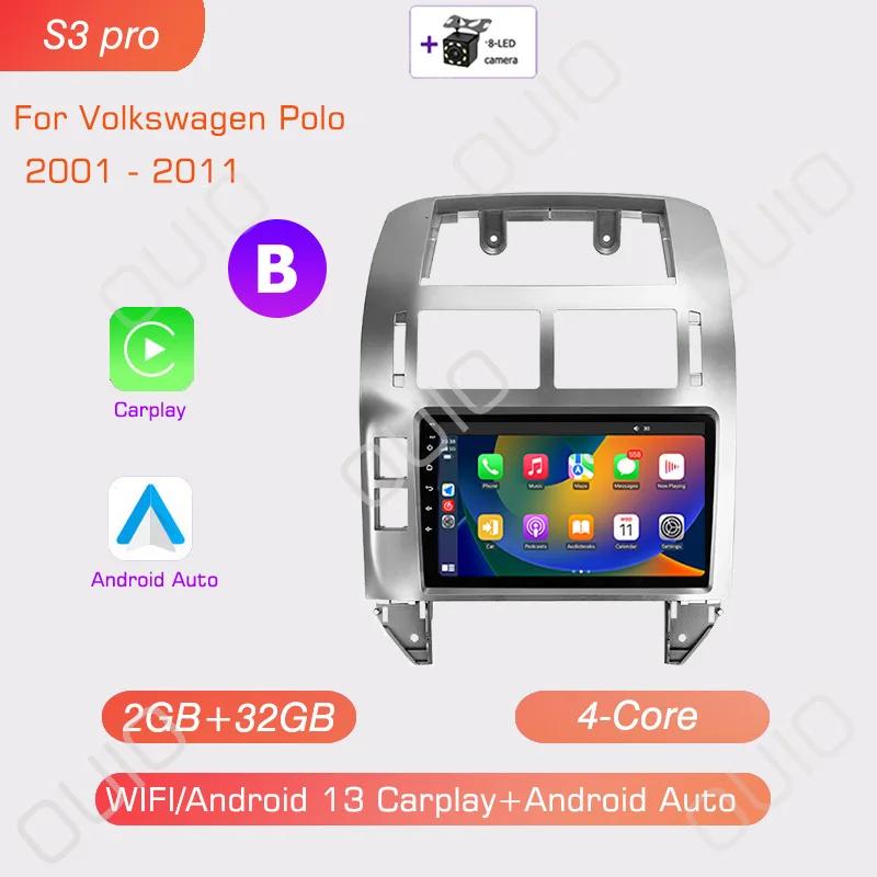 Android 13 Carplay Radio For Volkswagen Polo Mk4 IV 2001-2009 Car Stereo Multimedia Player Android Auto GPS Navigation 2DIN DSP