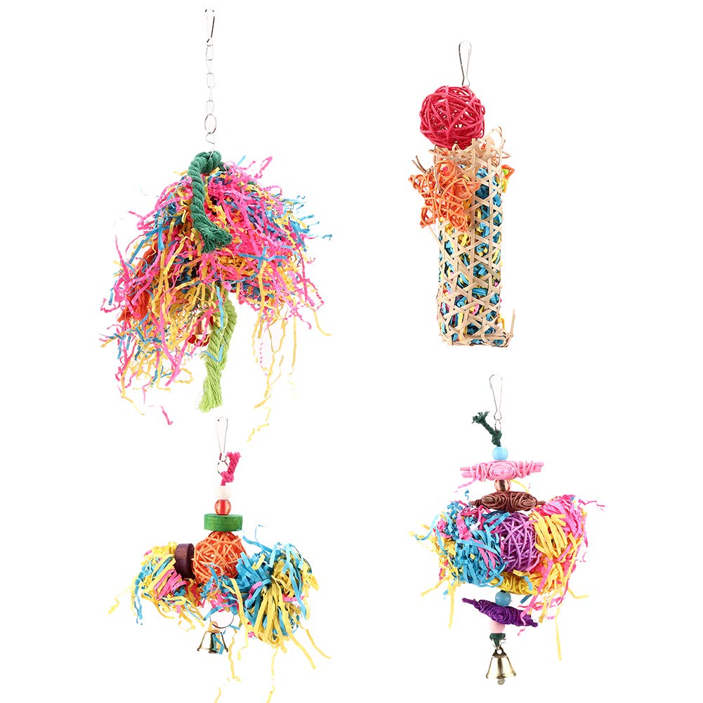Bird Toy Wood and Paper Material Parrot Toy Bird Toy Easy Installation Stress Relief Athletic Toy Budgie Gauge Decoration Parrot Swing