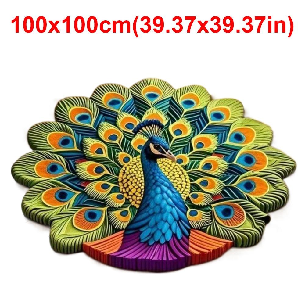 Soft Peacock Carpet Non-slip Bathroom Floor Mat Portable Blanket  for Living Room Tea Table Bedside