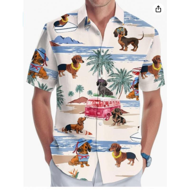 A new large-size men's fashion digital printing short-sleeved shirt in summer from the source manufacturer