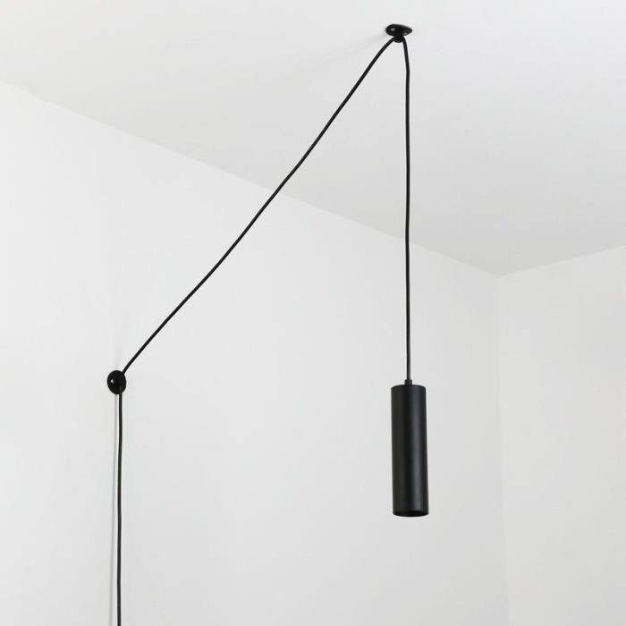 Suspension Minimaliste - GU10 - RIM - Noir - Aluminium - Design Contemporain
