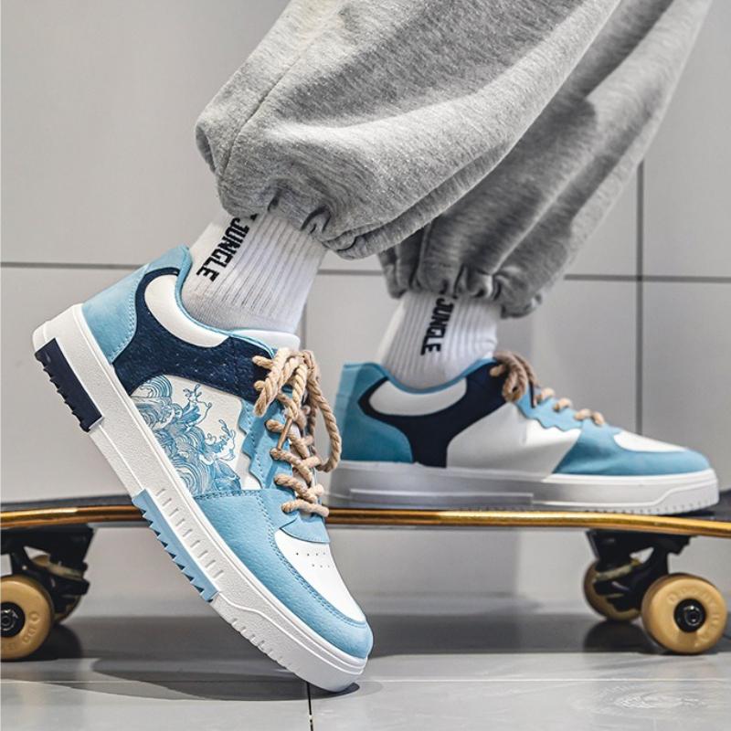 Herren Board Schuhe Plateau Schnürer Meerwellenmuster Atmungsaktive Casuals Mode City Walk Sneakers für junge Frauen Zapatos Casuales