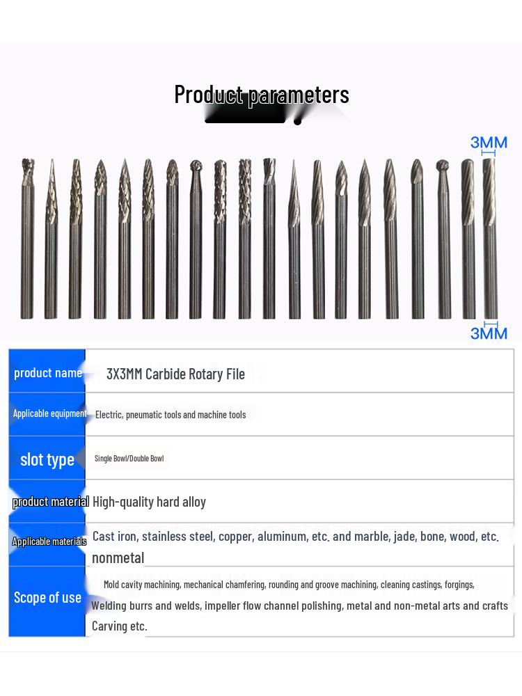 3mm Wolframstahl Entgratungs-Karbid-Schleifkopf für Metall- und Edelstahl-Fräser