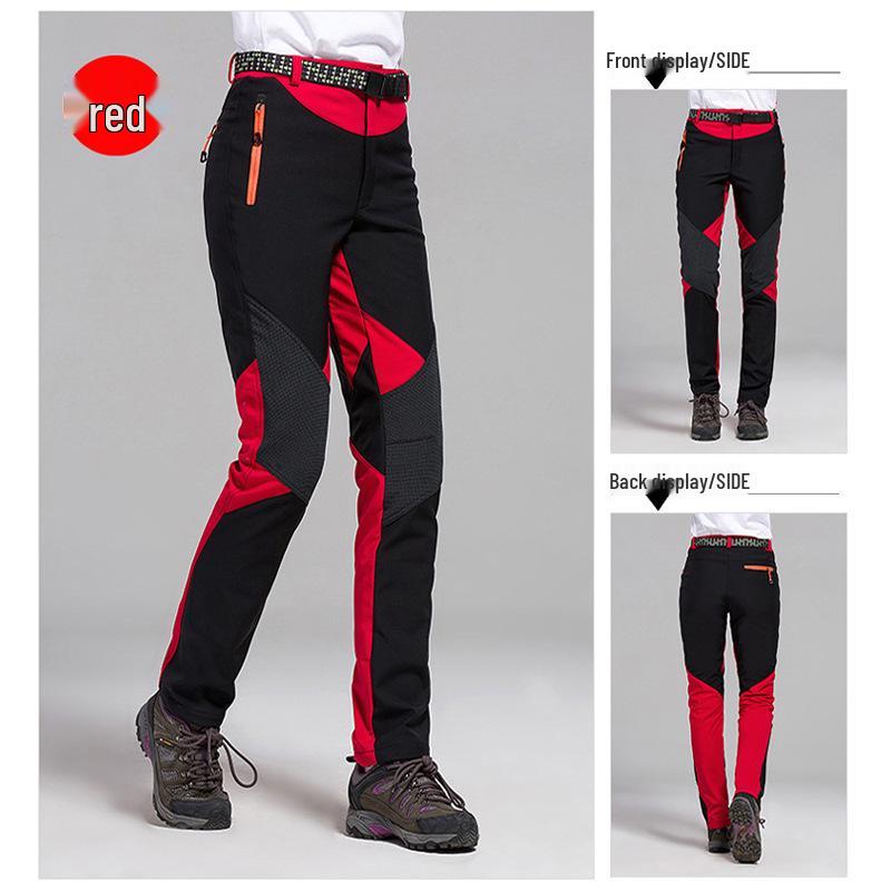 Damen Softshellhose mit Farbblock: Warme, Winddichte, Wasserdichte Outdoor-Bekleidung zum Wandern & Skifahren XXXL black