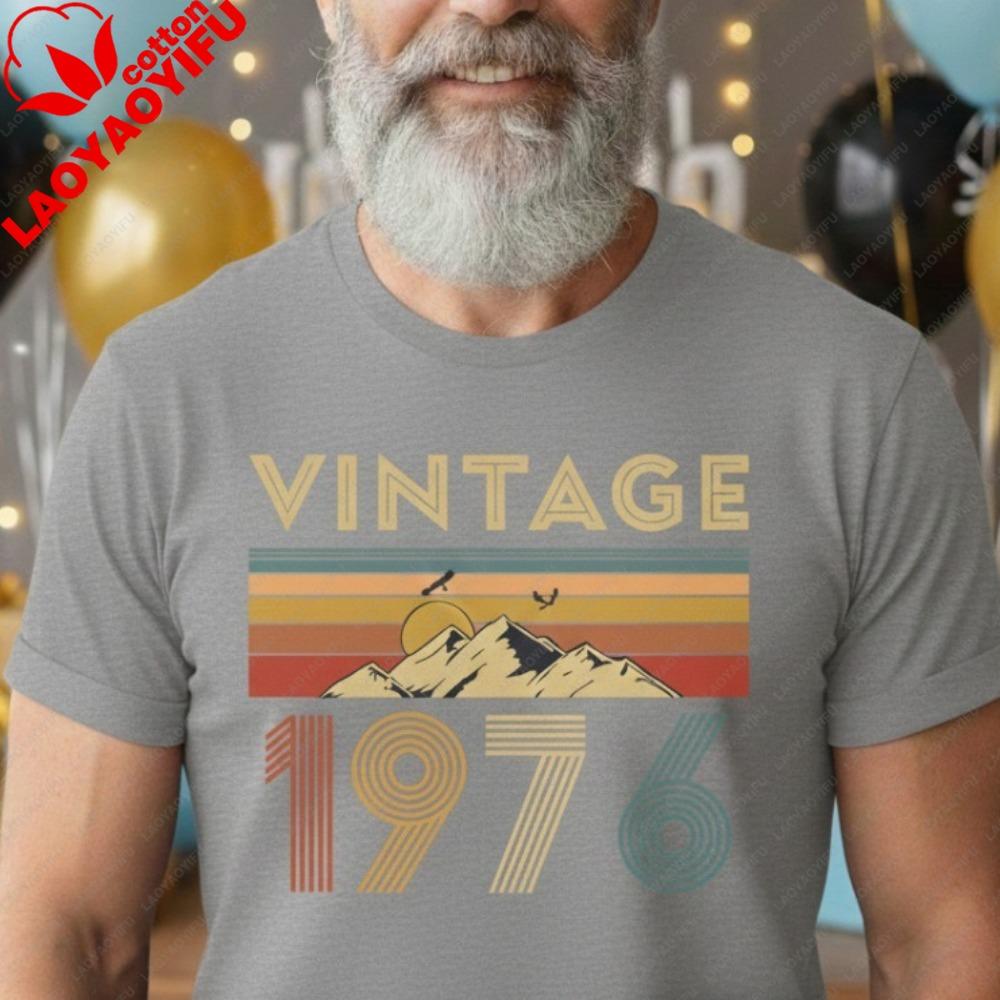 T-shirt Vintage 1976 50° Compleanno Regalo per Lui Classica Retro T-shirt Uomo Festa di Compleanno Regalo Magliette Abbigliamento con Stampa Grafica