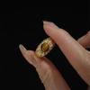 Antique Gold Tiger's Eye Ring with Micro-Paved Zircon Wide Band - Vintage High-End Index Finger Accessory