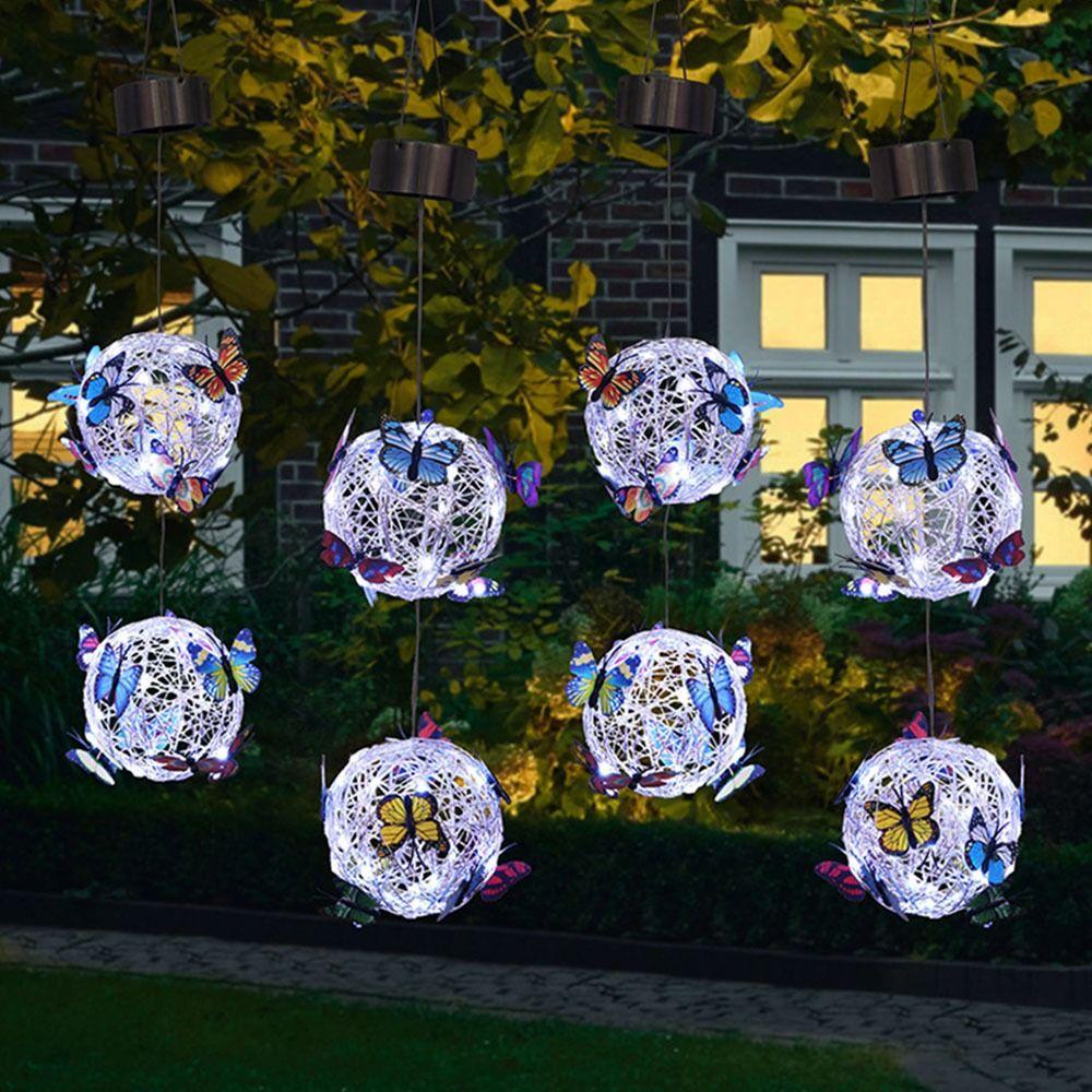 Colorful Butterfly Solar Butterfly Ball Light Waterproof LED Hanging Light Night Lighting