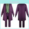 Batman The Dark Knight Joker Heath Ledger Cosplay Costume With Purple Jacket For Halloween Role Play