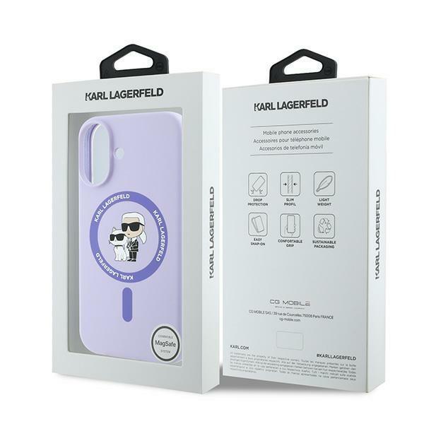Karl Lagerfeld Klhmp16Sscmkcrhu Iphone16 6.1 Fioletowy/Purple Hardcase Silicone Karl&Choupette Ring Magsafe
