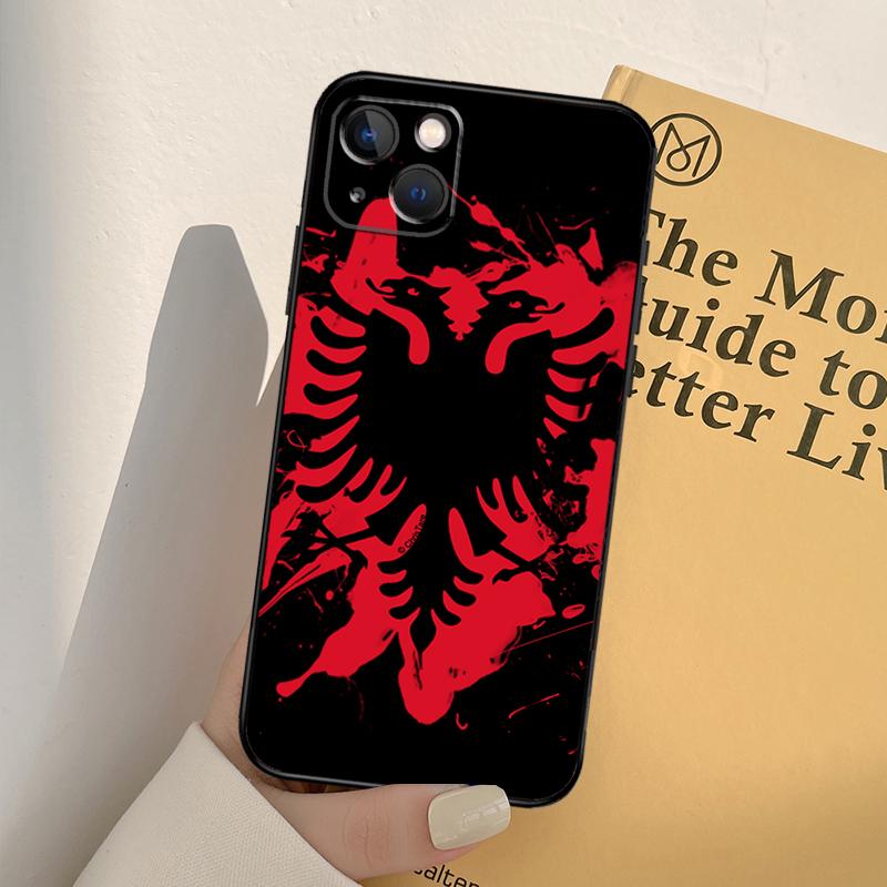 Albanische Flagge Adler Handyhülle Für iPhone 17 16 15 13 11 12 14 Pro Max mini XR 16e 15 16 Plus 17 Air Vollabdeckung