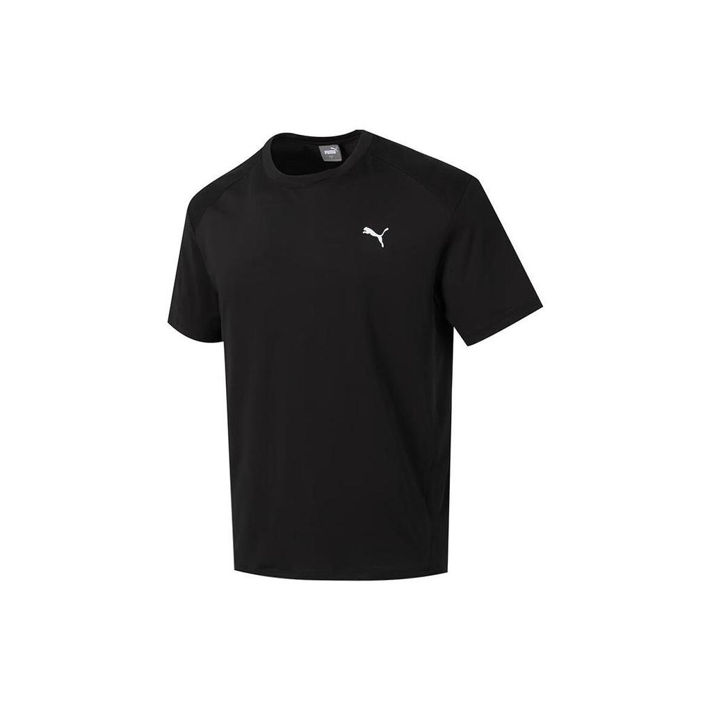 Puma Solid Color Fashion Training Fitness Comfortable Breathable Round Neck Short Sleeve T-Shirt Unisex Tops Black 682915-01