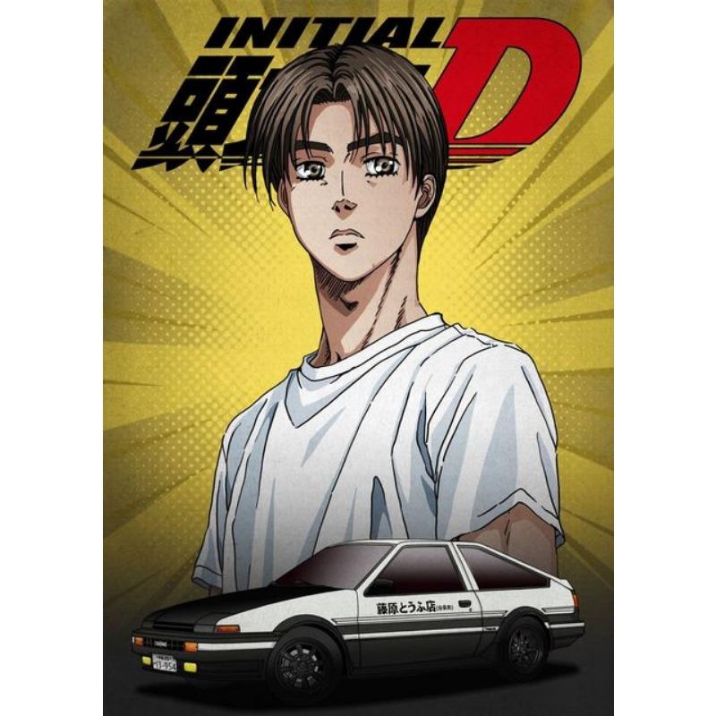 Initial D Poster Anime Initial Drift Car AE86 TAKUMI Neon Wall Art Kawaii Room Decor Quality Canvas Painting Home Decoration