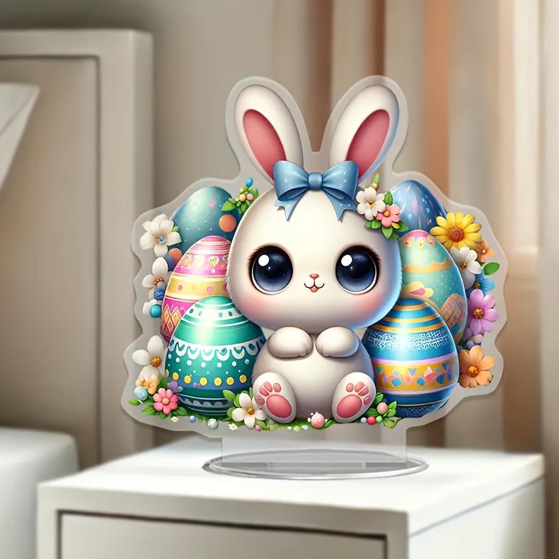 Easter Bunny & Eggs Acrylic Statue: Perfect Home & Office Decoration