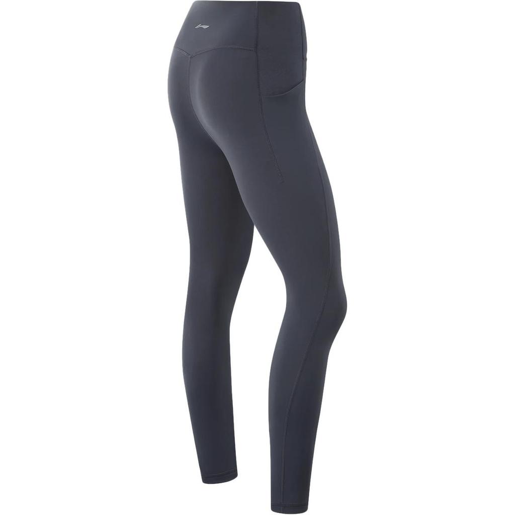 Li Ning Fitness Series Solid Color High Waist Comfortable Breathable Straight Leg Sports Pants Women bottoms Cold-Sand-Black AULU020-5