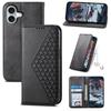 For iPhone 16 Wallet Case Calf Texture PU Leather Phone Cover with Strap