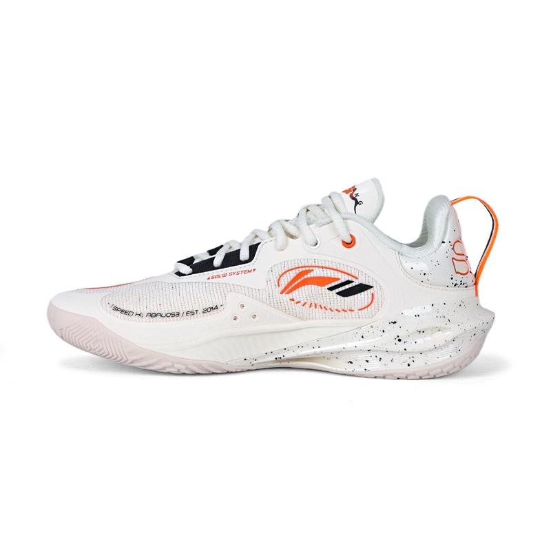 New LINING Flash Strike 11 Basketball Shoes Men's Low Top Ecru/Oranges ABAU053-31