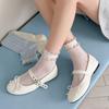 Summer Lightweight Ankle-length Ballet-style Mesh Open-weave Earflap Pile Socks, Sweet Socks Made of Pure Cotton