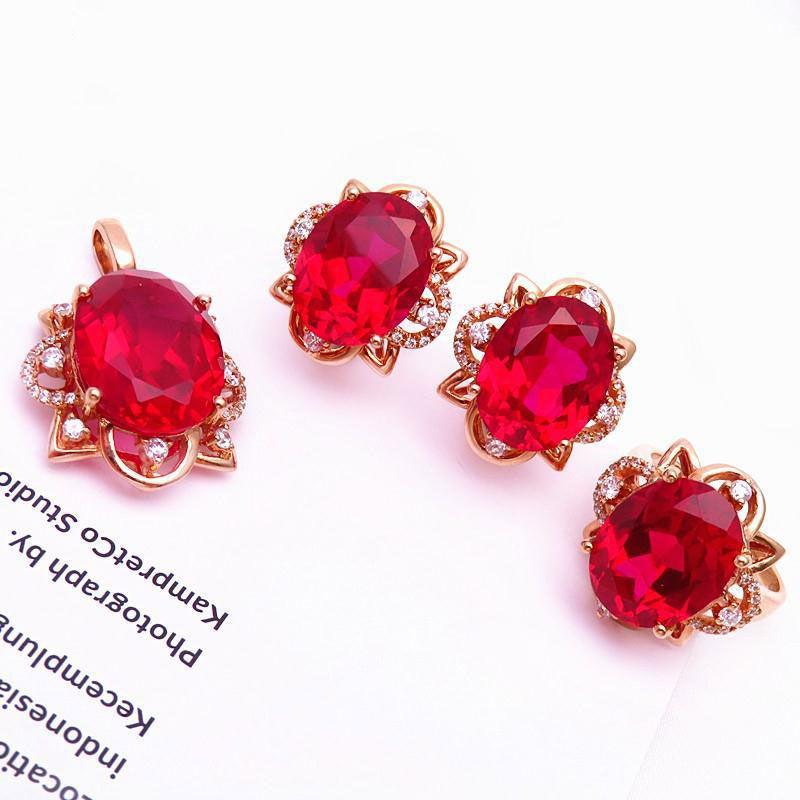 Purple Gold Inlaid Redstone Earrings Luxury Luxury Temperament Color Gold Plated Rose Gold Earrings