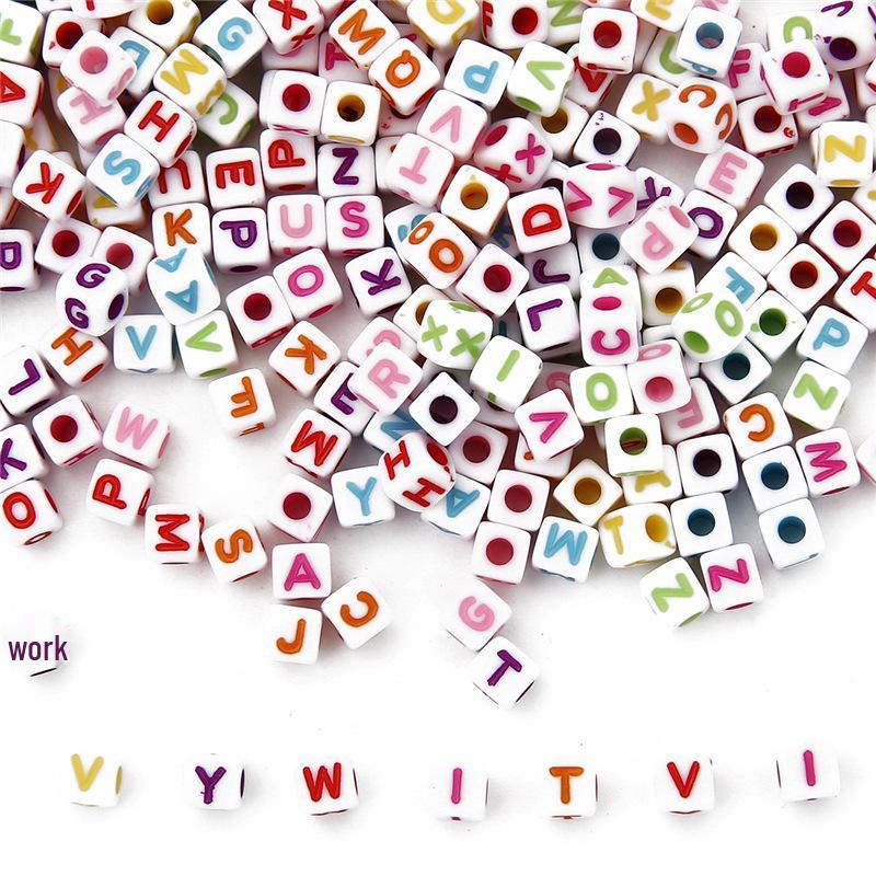 Beaded Square Acrylic Colored Alphabet Beads for DIY Jewelry: Russian & English Bracelet/Necklace Accessories