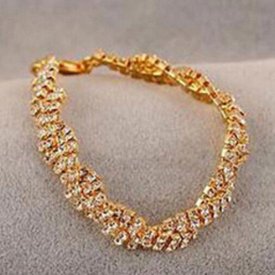 

Модный женский золотой посеребренный браслет-цепочка с прозрачным кристаллом, ювелирные изделия