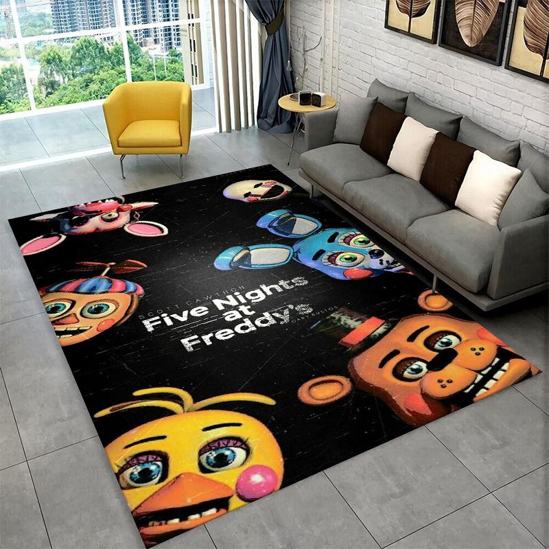 Klassischer F-FNAF Horror Spiel Freddy Teppich Teppich für Spielzimmer Schlafzimmer Wohnzimmer Sofa Heimdekoration, Kinderteppich Rutschfeste Fußmatte