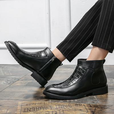 Fashion Men's Pointed High Top Leather Shoes Fashionable British Style Wedding Trend Party Outdoor Leisure Motorcycle Men's Boots