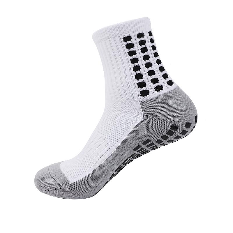 Professional Mid-Calf Anti-Slip Sports Socks for Men & Women - Thickened Terry Bottom, Grey Sole, for Football & Basketball.