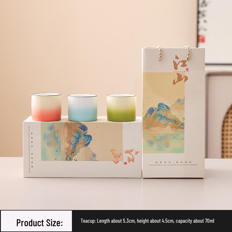 Cultural & Creative Four Seasons Tea Cup Gift Set – Perfect for Business Events, Client Gifts, Teachers, and High-End Souvenirs 130ml