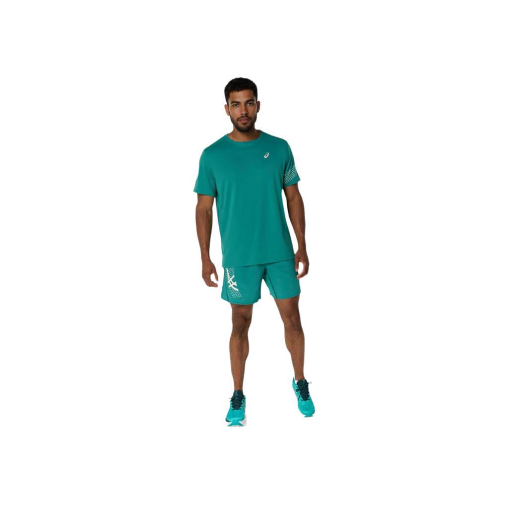 Asics Logo Rundhals Kurzarm Pullover T-Shirt Herren Tops Grün 2011D300-300