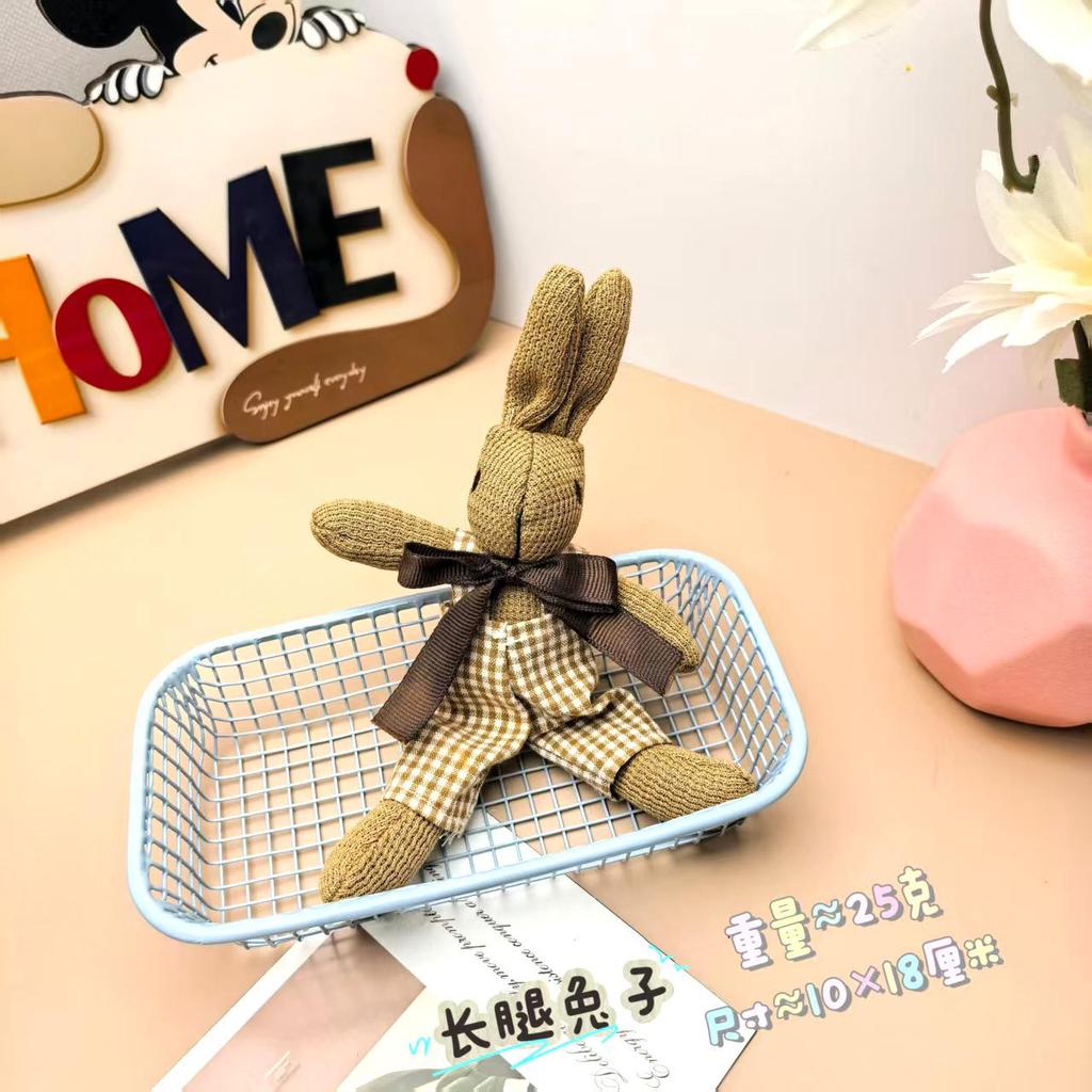 Houndstooth Rabbit Cartoon Figure Keychain with Scarf Pendant