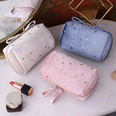 Trousse de maquillage en velours doux pour fille, rangement Portable de rouge à lèvres, trousse de beauté pour femmes, organisateur de toilette de voyage, sac à cosmétiques