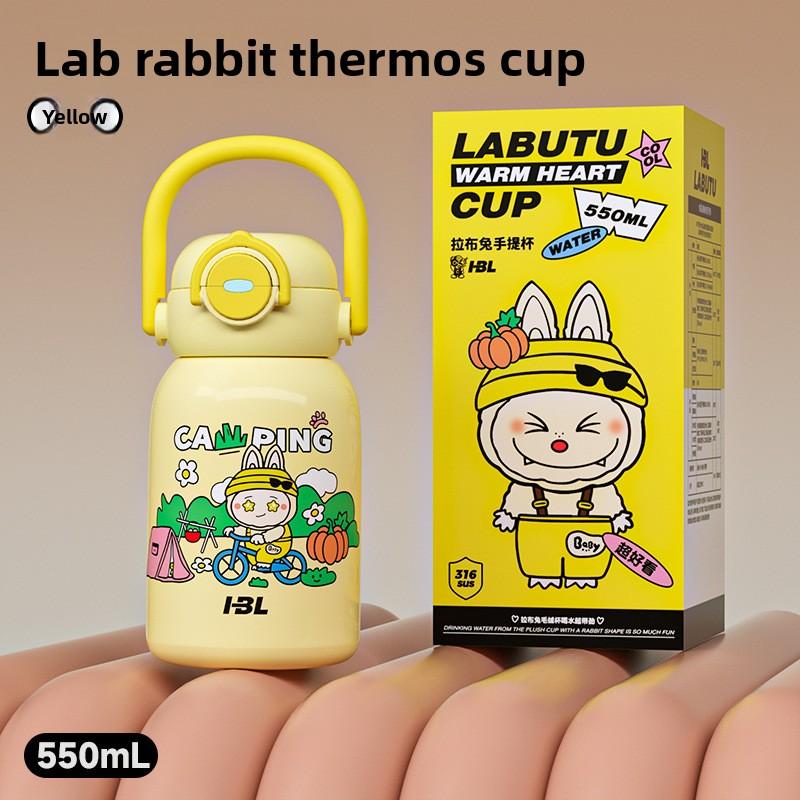 Söt tecknad barntermoskopp Stor kapacitet Högt värde Dubbel drickspipkopp Utomhus bärbar vattenkopp för pojkar och flickor
