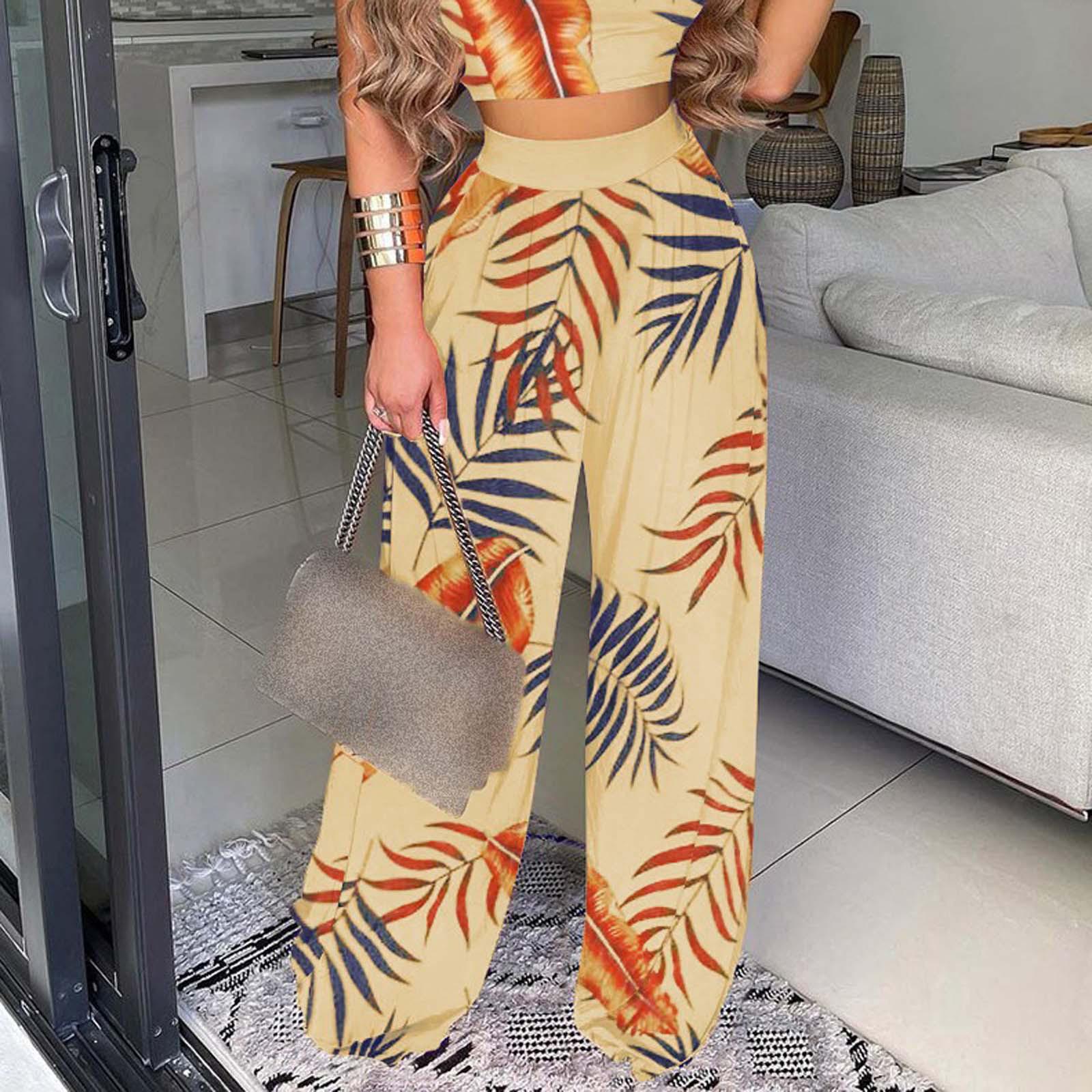 

Женские европейские и американские модные повседневные широкие брюки с высокой талией и цветочным принтом больших размеров XL хаки