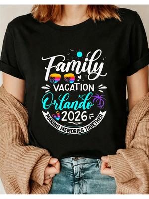2026 Family Trip To Orlando Beach Summer T-Shirt Comfortable Short Sleeve Top Crew Neck Extremely Soft Summer Tee Gifts