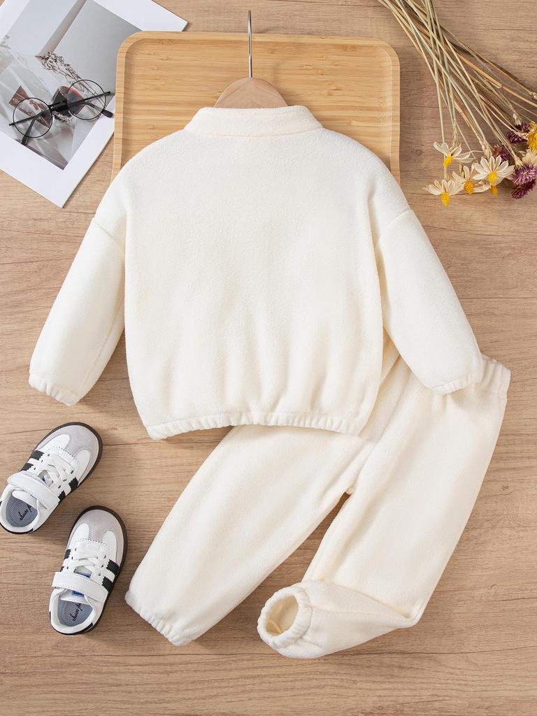 Kids' Fleece Half-Zip Sweatshirt Set for Boys and Girls Ages 1-7 - Autumn and Winter 2-Piece Outfit