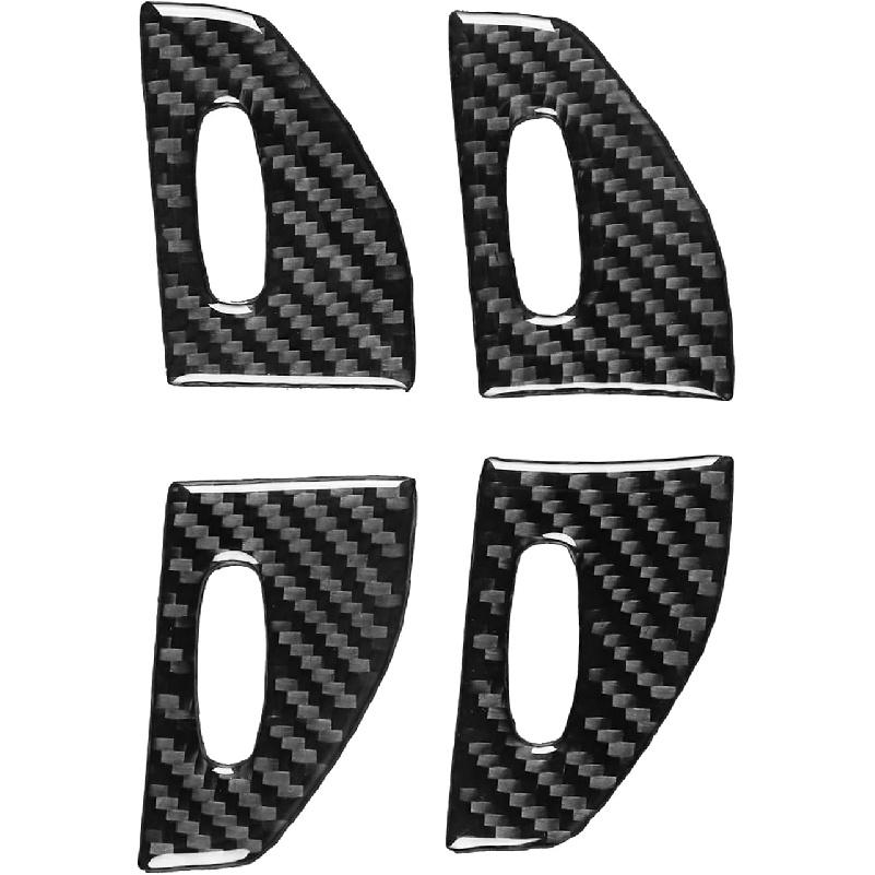 4pcs Carbon Fiber Car Window Lift Switch Cover Stickers Compatible with Dodge RAM 1500/2500/3500 2019-2023 Crew Cab, Door Glass Control Panel Trim
