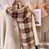 New mohair plaid scarf, versatile in autumn and winter, Korean atmosphere imitation cashmere small version student warm scarf