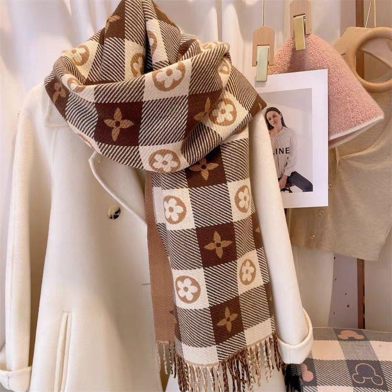 New mohair plaid scarf, versatile in autumn and winter, Korean atmosphere imitation cashmere small version student warm scarf