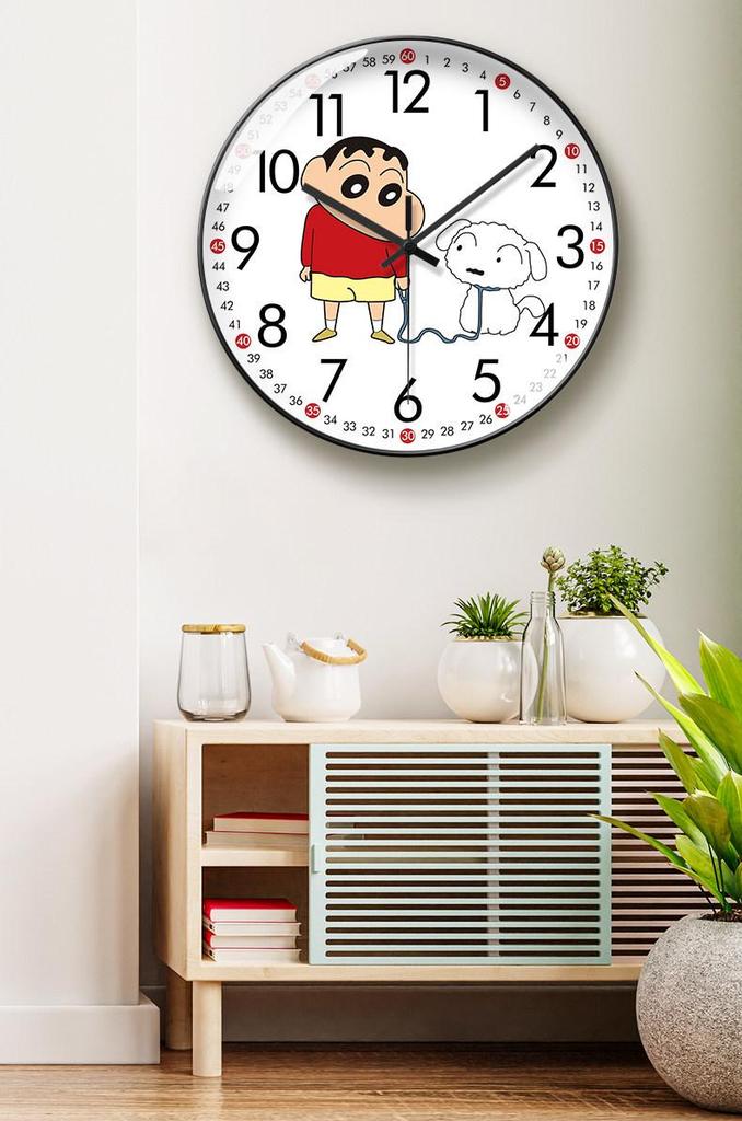 Shin-chan Cartoon Wall Clock: Stylish, Silent, Radio-Controlled for Living Room