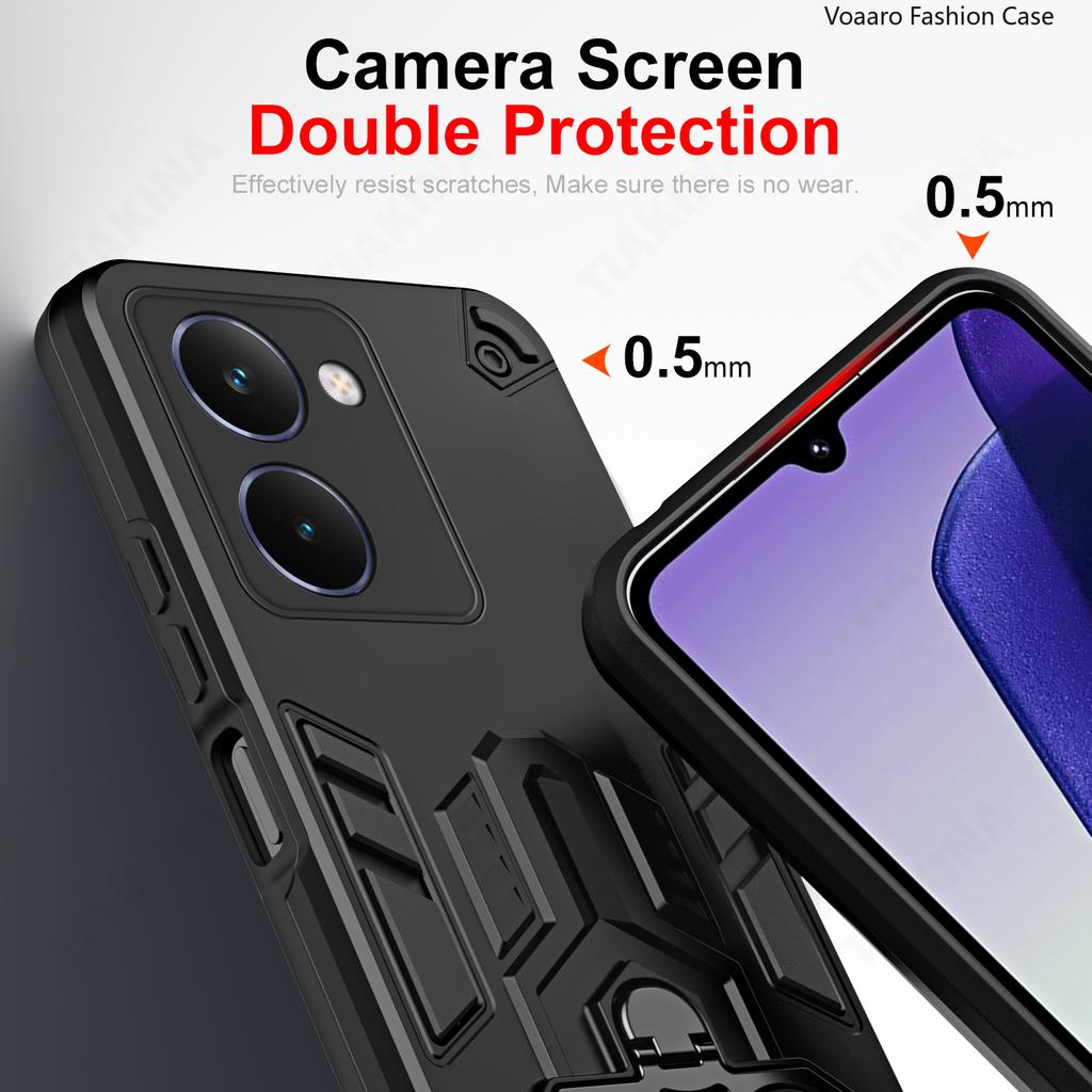 Dual Finger Ring Armor Cover for OPPO Realme P3 Ultra Case for Realme P3 Ultra Rotate Metal Bracket Kickstand Holder Case Capa