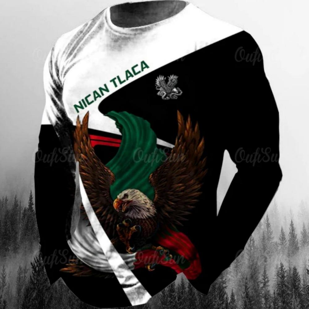 Módní trička s mexickou vlajkou Mexiko 3D potisk Pánské Dámské Tričko s dlouhým rukávem Streetwear Oversized Harajuku Dětská trička Top Oblečení