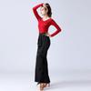 Latin Dance Pants Modern Dance Women High Waist Ruffle Wide Pants Ballroom Tango Samba Trousers Performance Practice Costume