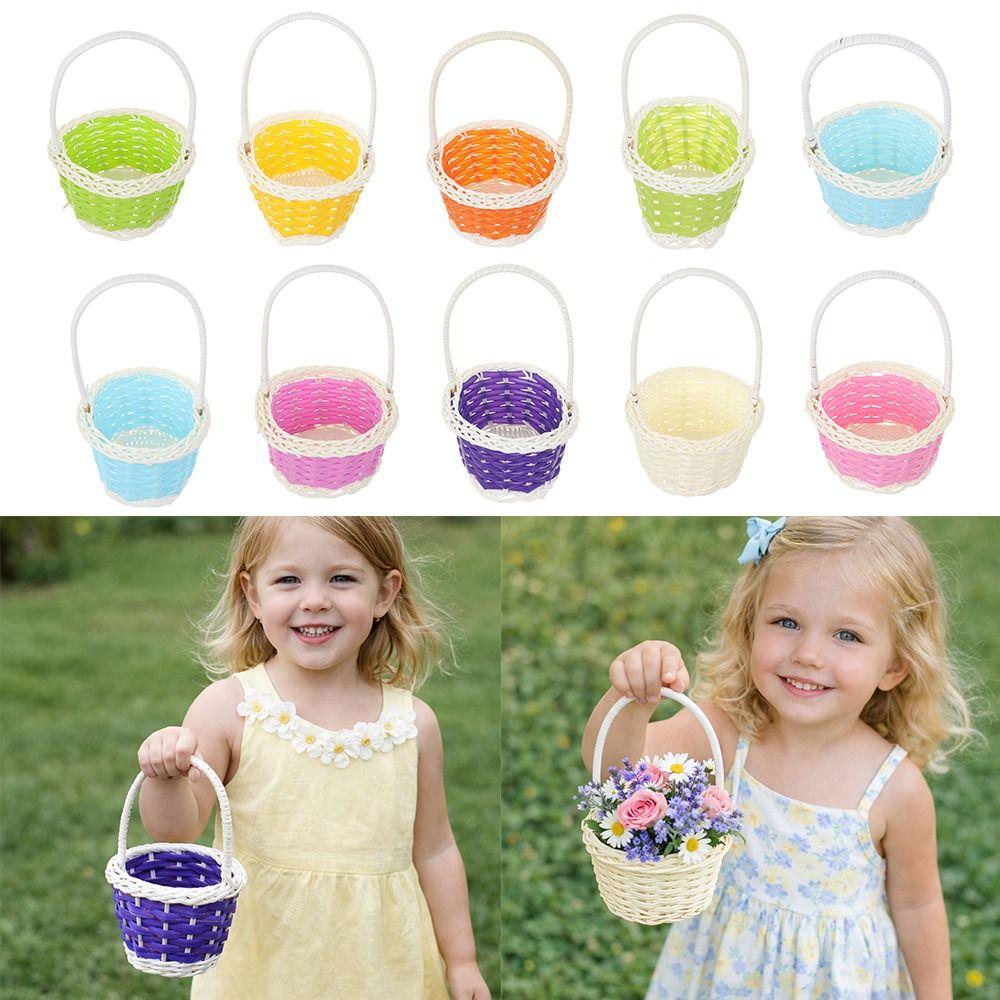 Round/Oval Shape Flower Storage Basket Wicker Flower Basket For Plant Home Wedding