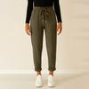 Women's Fashionable Solid Color Elastic Waist Pocket Drawstring Straight Leg Casual Pants