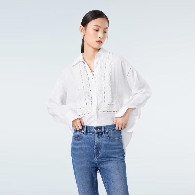 OVVOVV Women s Linen Lace Long Sleeve Shirt L (165/88A)