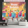 Party Backdrop Tropical Flat Drinks Umbrellas Sunset Scene Photo Booth Background Front Door Decor