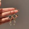 2022New Flower Tassel Shiny Long Earring Temperament Exquisite Elegant Trend Fashion Stud Earrings Wedding  Birthday Gift
